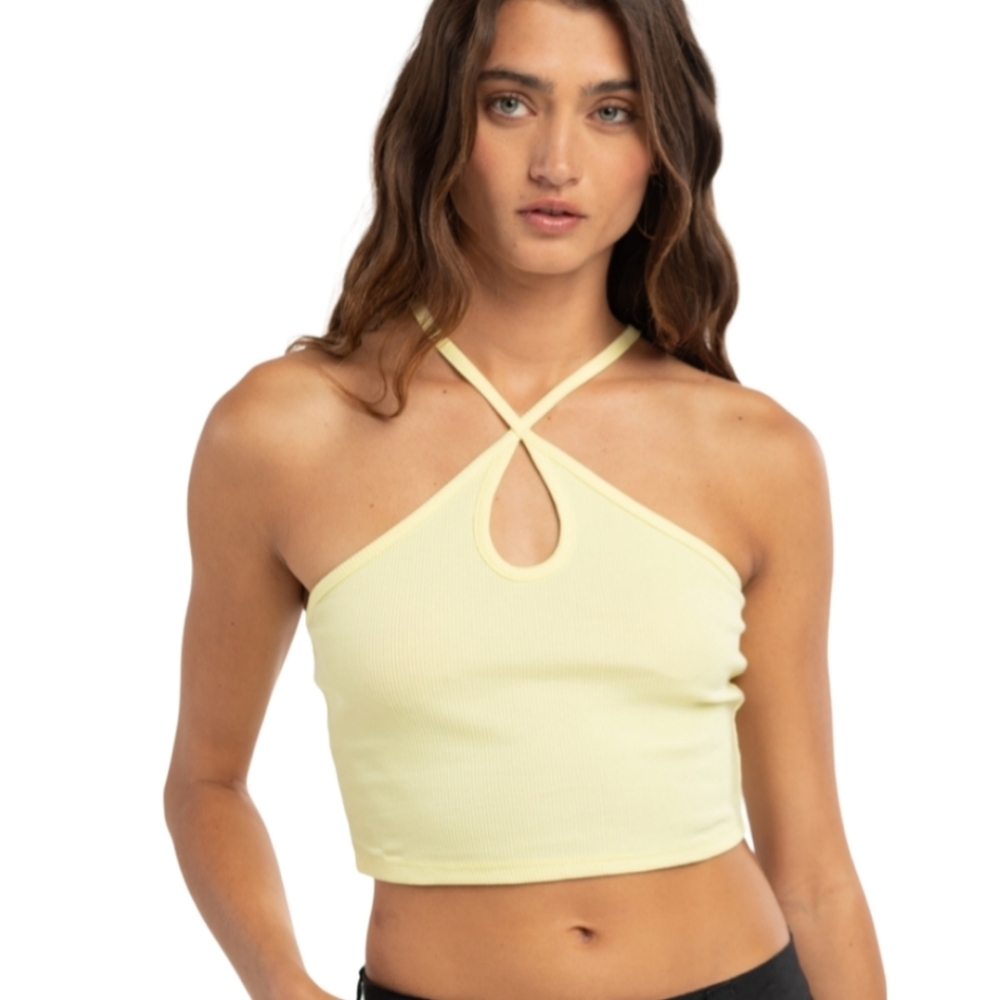 Destined Set of 2 Tank Top Women's Small Blue‎ Yellow Keyhole Strappy Beach